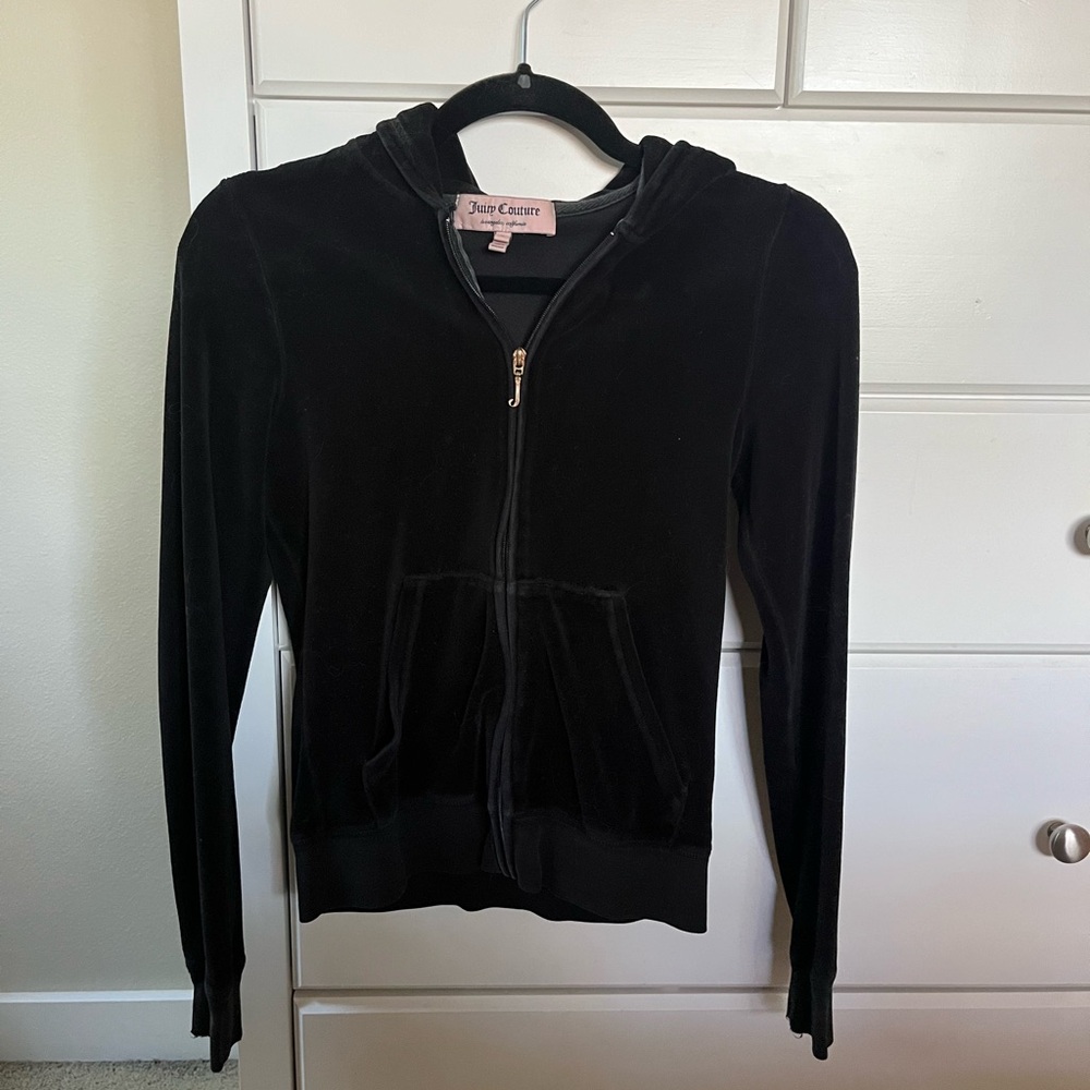 Vintage Juicy Couture Black Velour Zip-Up